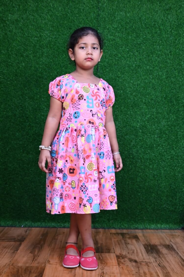 Girls Pink Print Party Dress